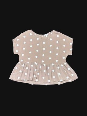 🌸 Boho Beige Pom Pom Peplum Top Sz S ✨